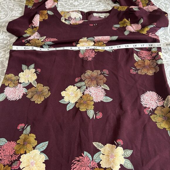 Loft Dress Women 8 Maroon Floral Long Sleeve Cottage Romantic Preppy Western - Picture 5 of 12